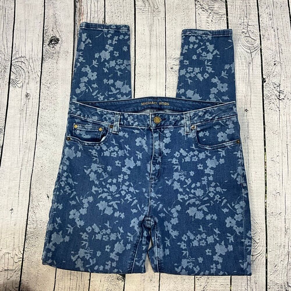 MICHAEL KORS Floral Bleached Skinny Jeans
